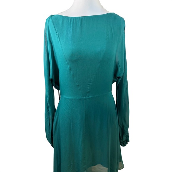 Patrizia Pepe Sera‎ Hypnotic Green Open Back Gold Chain High-Low Dress IT 42 NEW - Picture 4 of 13